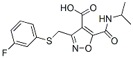 4-Isoxazolecarboxylic  acid,  3-[[(3-fluorophenyl)thio]methyl]-5-[[(1-methylethyl)amino]carbonyl]- CAS#: 920751-23-1