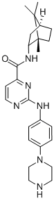 4-PYRIMIDINECARBOXAMIDE, 2-[[4-(1-PIPERAZINYL)PHENYL]AMINO]-N-(1,7,7-TRIMETHYLBICYCLO[2.2.1]HEPT-2-YL)- CAS#: 943122-71-2