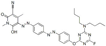 5-[4-[4-(4-Dibutylamino-6-fluoro-1,3,5-triazine-2-yloxy)phenylazo]phenylazo]-6-hydroxy-1,4-dimethyl-2-oxo-1,2-dihydro-3-pyridinecarbonitrile CAS#: 98234-49-2