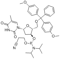 5'-Dimethoxytrityl-3'-deoxythymidine 2'-[(2-cyanoethyl)-(N,N-diisopropyl)]-phosphoramidite CAS#: 98796-51-1