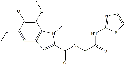 5,6,7-trimethoxy-1-methyl-N-[2-oxo-2-(1,3-thiazol-2-ylamino)ethyl]-1H-indole-2-carboxamide CAS#: 951992-88-4