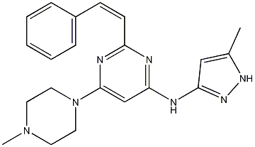 6-(4-Methyl-1-piperazinyl)-N-(5-methyl-1H-pyrazol-3-yl)-2-[(1Z)-2-phenylethenyl]-4-pyrimidinamine CAS#: 934353-77-2