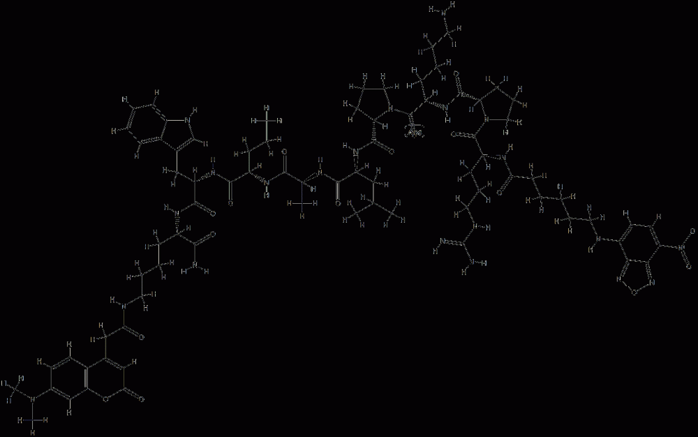 6-(7-Nitro-benzo[2,1,3]oxadiazol-4-ylamino)-hexanoyl-Arg-Pro-Lys-Pro-Leu-Ala-Nva-Trp-Lys(7-dimethylaminocoumarin-4-yl)-NH2 CAS#: 945414-97-1