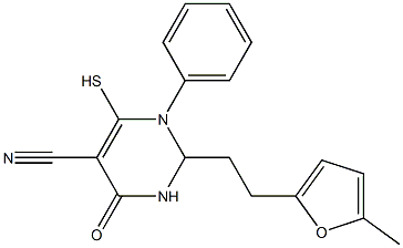 6-Mercapto-2-[2-(5-methyl-furan-2-yl)-ethyl]-4-oxo-1-phenyl-1,2,3,4-tetrahydro-pyrimidine-5-carbonitrile CAS#: 924819-28-3