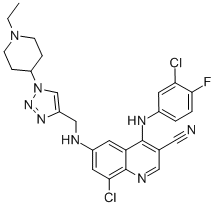 8-Chloro-4-[(3-chloro-4-fluorophenyl)amino]-6-[[[1-(1-ethyl-4-piperidinyl)-1H-1,2,3-triazol-4-yl]methyl]amino]-3-Quinolinecarbonitrile CAS#: 915363-56-3