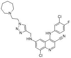 8-Chloro-4-[(3-chloro-4-fluorophenyl)amino]-6-[[[1-[2-(hexahydro-1H-azepin-1-yl)ethyl]-1H-1,2,3-triazol-4-yl]methyl]amino]-3-Quinolinecarbonitrile CAS#: 915365-57-0