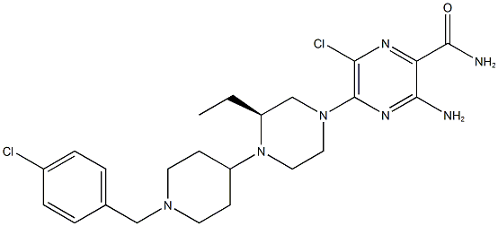 Pyrazinecarboxamide, 3-amino-6-chloro-5-[(3S)-4-[1-[(4-chlorophenyl)methyl]-4-piperidinyl]-3-ethyl-1-piperazinyl]- (9CI) CAS#: 906805-42-3