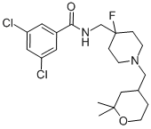 BENZAMIDE, 3,5-DICHLORO-N-[[4-FLUORO-1-[(TETRAHYDRO-2,2-DIMETHYL-2H-PYRAN-4-YL)METHYL]-4-PIPERIDINYL]METHYL]-, (+)- CAS#: 918430-49-6
