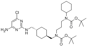 Carbamic acid, N-[[trans-4-[[(4-amino-6-chloro-2-pyrimidinyl)amino]methyl]cyclohexyl]methyl]-N-[3-[cyclohexyl[(1,1-dimethylethoxy)carbonyl]amino]propyl]-, 1,1-dimethylethyl ester CAS#: 917022-13-0