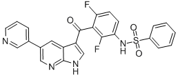 N-[2,4-Difluoro-3-[[5-(3-pyridinyl)-1H-pyrrolo[2,3-b]pyridin-3-yl]carbonyl]phenyl]benzenesulfonamide CAS#: 918504-61-7
