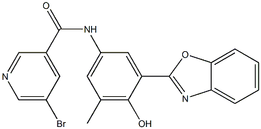 N-[3-(1,3-benzoxazol-2-yl)-4-hydroxy-5-methylphenyl]-5-bromopyridine-3-carboxamide CAS#: 929825-67-2