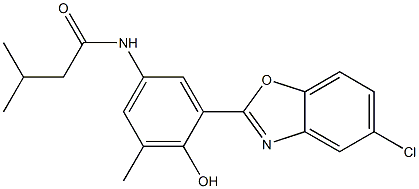 N-[3-(5-chloro-1,3-benzoxazol-2-yl)-4-hydroxy-5-methylphenyl]-3-methylbutanamide CAS#: 929968-40-1
