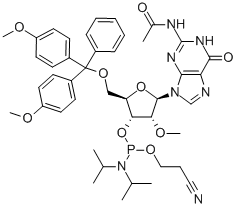 N-Acetyl-5'-O-(4,4-dimethoxytrityl)-2'-O-methylguanosine-3'-(2-cyanoethyl-N,N-diisopropyl)phosphoramidite CAS#: 909033-40-5