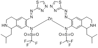 Zinc,bis[1,1,1-trifluoro-N-[1,2,3,4-tetrahydro-1-(2-methylpropyl)-6-[(1,3,4-thiadiazol-2-yl-kN3)azo-kN1]-7-isoquinolinyl]methanesulfonamidato-kN]- CAS#: 912628-37-6