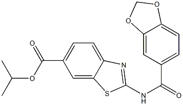 isopropyl 2-[(1,3-benzodioxol-5-ylcarbonyl)amino]-1,3-benzothiazole-6-carboxylate CAS#: 921076-32-6