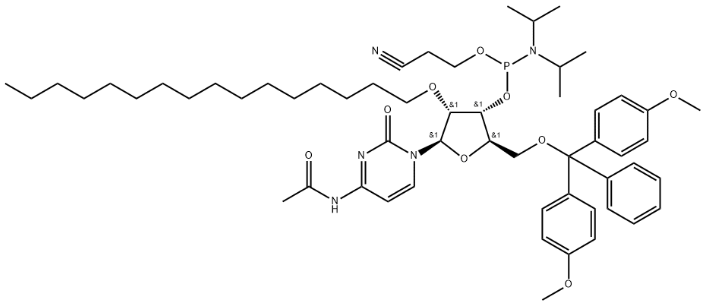 Structure of DMTr-2'-O-C16-rC(Ac)-3'-CE-Phosphoramidite CAS 2382942-38-1
